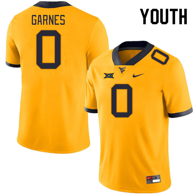 Youth #0 Ayden Garnes West Virginia Mountaineers College Football Jerseys Stitched Sale-Gold